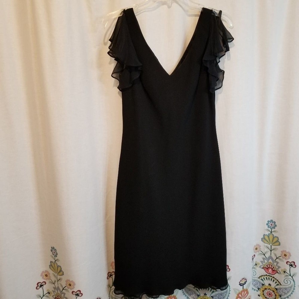 Jones new York black dress flutter sleeve cocktail size 8